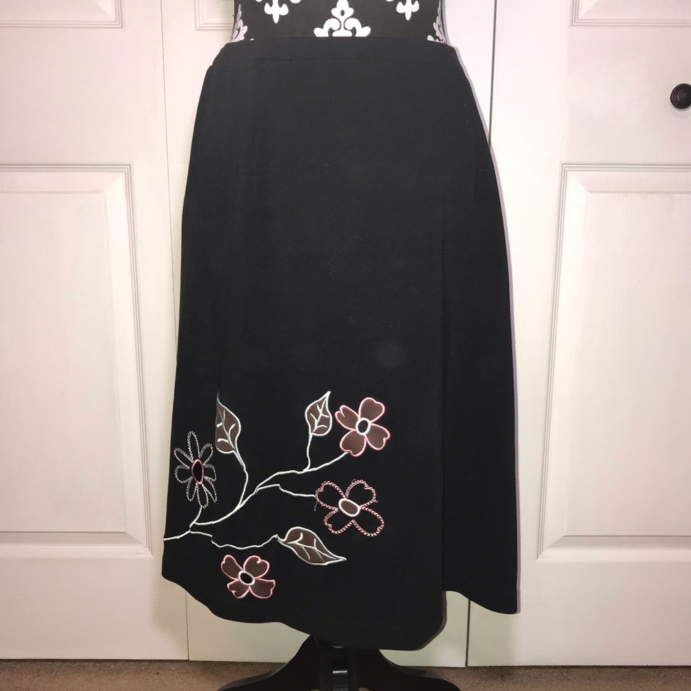 Hanna Andersson, Black, A-Line Skirt w/ Flowers